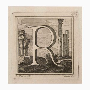 Luigi Vanvitelli, Letter R, Etching, 18th Century