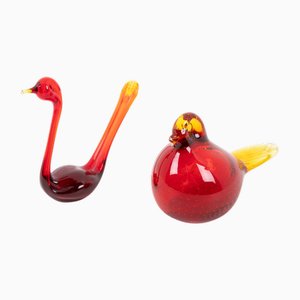 Swedish Art Glass Birds Sculptures from Bergdala, 1970s, Set of 2