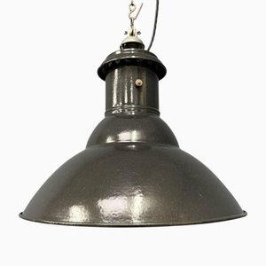 Lampe Suspendue Moyenne en Émail Noir, France