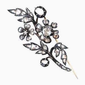 Antike viktorianische Brosche aus Gold und Silber mit Diamanten