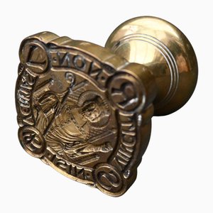 Large Bronze Stamp Seal with Religious Coat of Arms