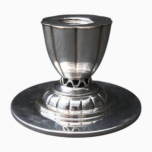 Danish Silver Candle Holder in the style of Georg Jensen