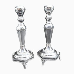 Jewish Candlesticks in Sterling Silver, Set of 2