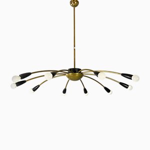 Italienischer Mid-Century Sputnik Kronleuchter aus Messing, 1950er