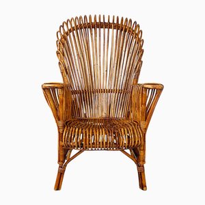 Mid-Century Italian Modern Rattan Armchair by Antonio Dal Vera, 1960s