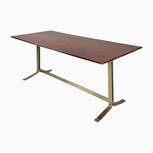 Moderner italienischer Schreibtisch oder Esstisch aus Holz und Metallgestell von Formanova, 1970er