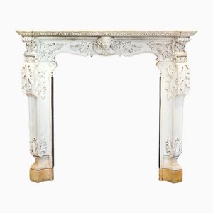 Cheminée Louis XV Antique en Marbre Statuaire Blanc, Naples, Début du 18ème Siècle
