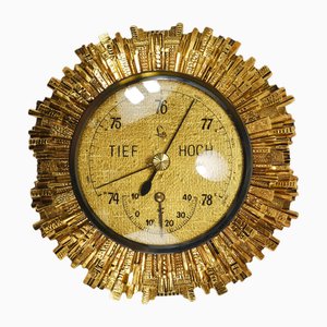 Goldene Wetterstation aus Messing in Sunburst, 1950er