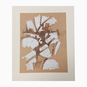Marie-Paule Du Ault, Dessin Abstrait, 1950s, Technique Mixte sur Papier