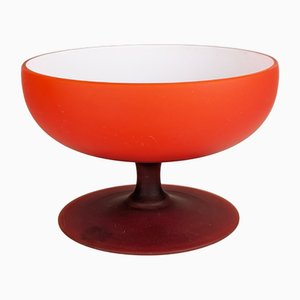 Italienische Schale aus Muranoglas in Rot & Weiß von Carlo Moretti, 1959