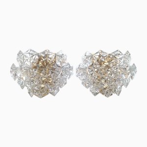 Large Mid-Century German Crystal Wall Sconces from Kinkeldey, 1960s, Set of 2