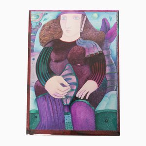 Alyanne, Porträt einer Frau, 1980er, Mixed Media auf Papier