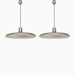 Lámparas colgantes Mid-Century de metal de Leonardo Marelli para Estiluz, años 70. Juego de 2