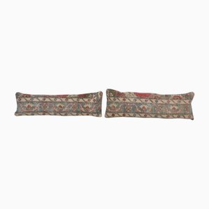 Muted Ethnic Turkish Rug Cushion Covers, 2010s, Set of 2