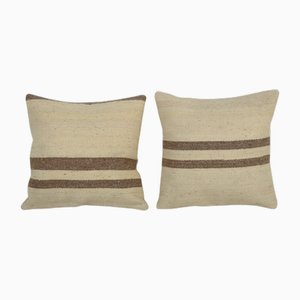 Traditional Turkish Hemp Decorative Kilim Cushion Covers, 2010s, Set of 2