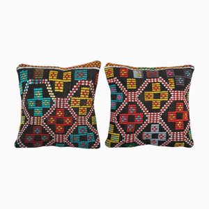 Vintage Striped Organic Wool Cushion Covers, 2010s, Set of 2