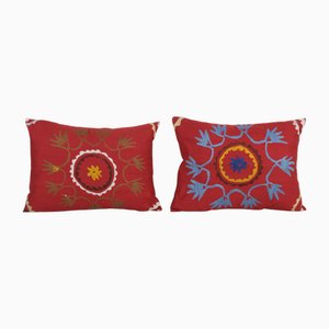 Turkish Red Suzani Cushion Covers, 2010s, Set of 2