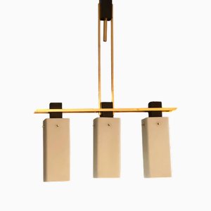 3-Light Opaline Pendant Light from Maison Arlus, 1950a