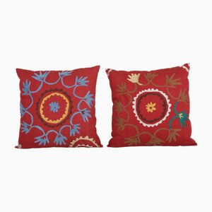 Red Square Suzani Uzbek Cushion Cover, Set of 2