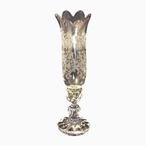 Bambou Tors Candlestick in Engraved Crystal from Baccarat, 1980s