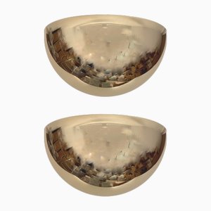 Large Mid-Century Gold Metal Wall Sconces from Estiluz, Barcelona, 1970s, Set of 2