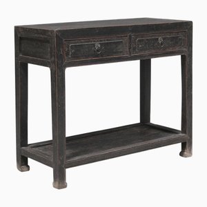 Black Lacquer Side Table with Drawers