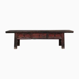 Black and Red Kang Table with Drawers