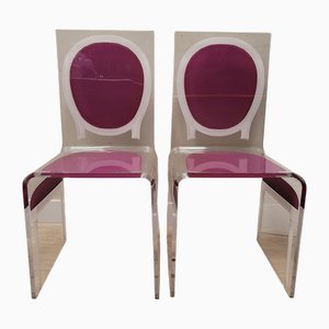 Set of Ghost Chairs in Acrylic Glass by Castelbajac for Acrila