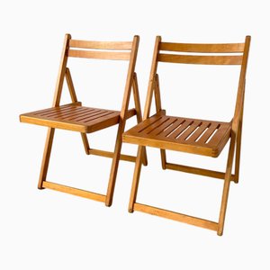 Set of Vintage Beech Folding Chairs, 1970s