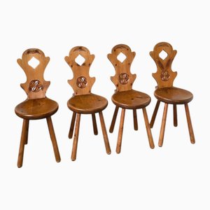 Vintage Savoyer Kiefernholz Stühle, 1960er, 4er Set