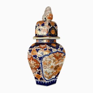 Vase Balustre Octogonal Imari Antique avec Couvercle, Japon, 1900