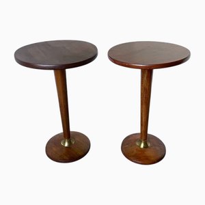 Art Deco Pedestal Tables in Oak, 1940s, Set of 2
