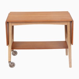 Mesa de centro danesa con solapas y ruedas de Hans J. Wegner para Andreas Tuck, años 60