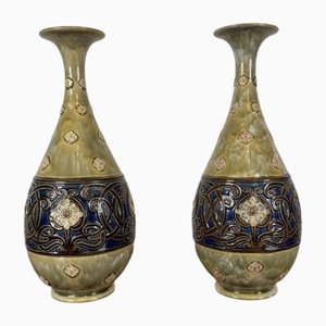 Antique Art Nouveau Stoneware Baluster Vases from Royal Doulton, 1900s, Set of 2
