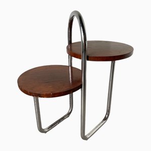 Bauhaus Art Deco Konsolenständer aus Holz & Chrom, 1940er
