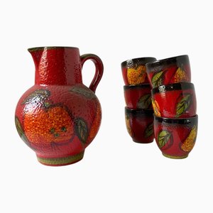 German Ceramic Lemonade Set from Scheurich Keramik, 1960s, Set of 7