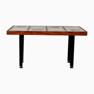 Mesa de centro pequeña de cerámica con flores