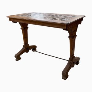 Table de Bistrot en Noyer et Carrelage, 1890
