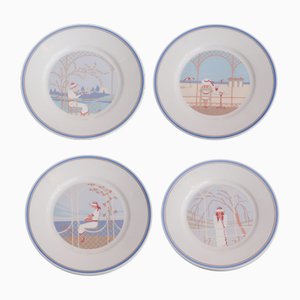 Porcelain Plates by Ginori for Richard Ginori, Set of 4