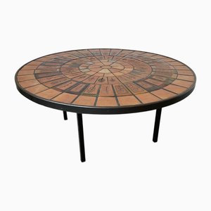 Vintage Coffee Table with Metal Base by Roger Capron, 1950s