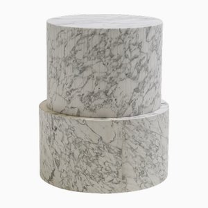 Table d'Appoint Panama en Marbre de Carrare de Pure White Lines