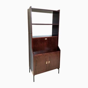 Vintage Walnut Secretaire with Bookshelf by Claudio Salocchi for Luigi Sormani, 1950s