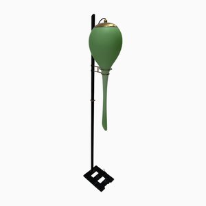 Mid-Century Green Opaline Murano Glass Floor Lamp in the style of Stilnovo, 1950s