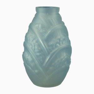 20. Jh. Jugendstil Glasvase mit Flachrelief von Muller Frères, Lunéville, Frankreich, 1900er