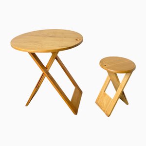 Vintage Esstisch & Hocker von Adrian Reed, 1970er, 2er Set