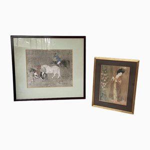 Chinese Scenes, 1980s, Prints, Framed, Set of 2