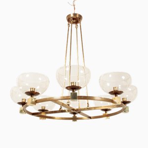 Großer Art Deco Kronleuchter, 1940er