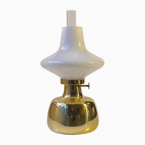 Lampe à Huile Vintage en Laiton et Verre Opalin par Henning Koppel pour Louis Poulsen, 1960s