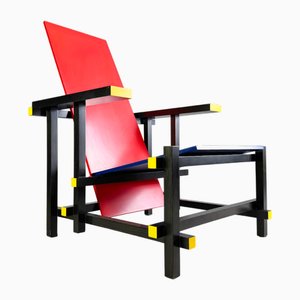 Fauteuil Rouge et Bleu par Gerrit Rietveld pour Cassina