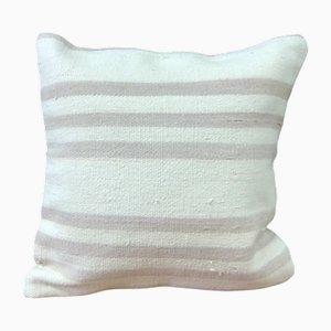 Housse de Coussin Kilim Blanche à Rayures, 1960s